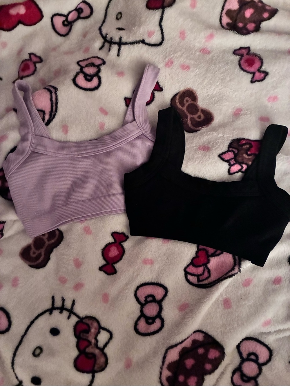 Urban Outfitters Lavender & Black Ribbed Crop Bralette Duo
